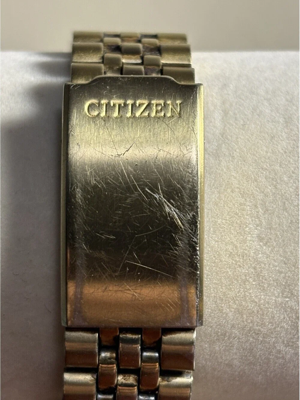 Vintage Citizen CQ Men's Day Date Presidental Watch Gold Tone - Running